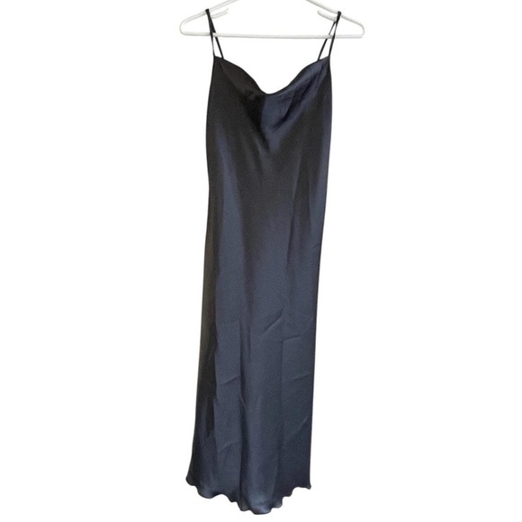 Bebe Midi Slip Dress Black Womens Size XS Solid Cowl Neck Spaghetti Straps - Picture 2 of 7